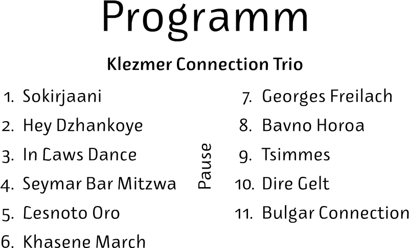 2025 10 11 Klezmer Connection Trio Programm für die Homepage